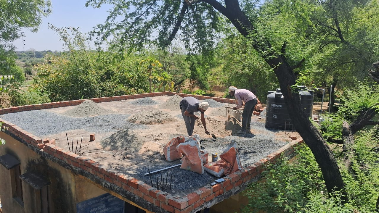 Resloping in progress at an Aanganwadi
